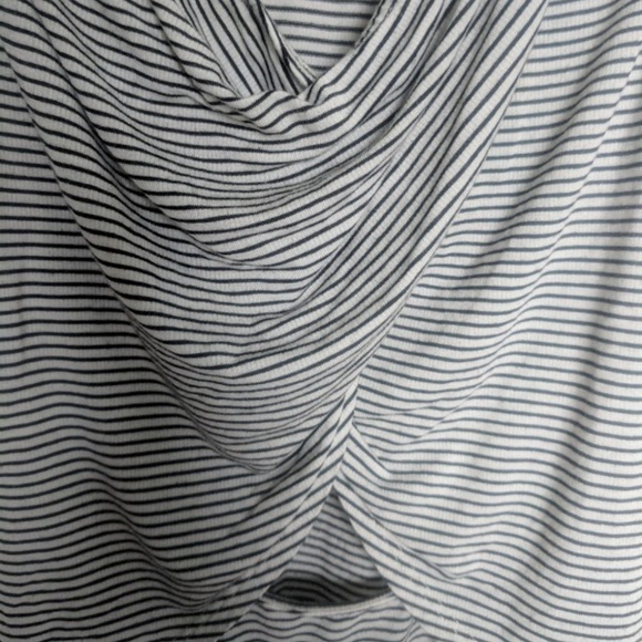 Francesca's Blk/White Stripe CrissCross Back Tank - Picture 4 of 6